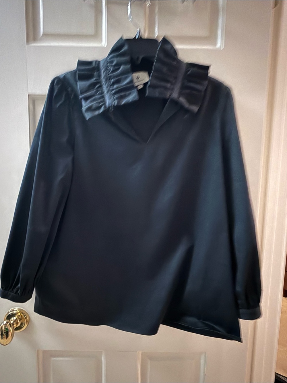 Tuckernuck Black Ruffle-Collar Blouse